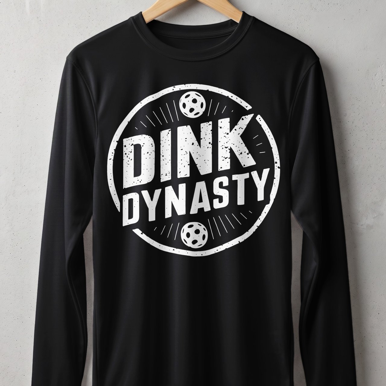 Pickleball Sport-Tek Long Sleeve Tee, Dink Dynasty, UV Sun Shield Shirt for Outdoor Open Play