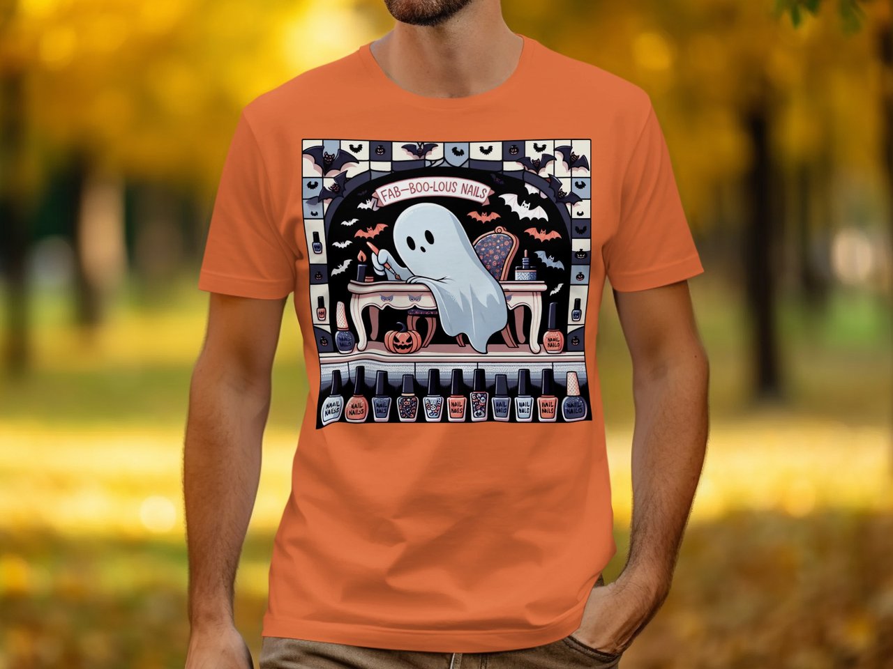 Fab Boolous Nails T-Shirts, Halloween Ghost, Nail Art, Nail Polish, Bats Design, Spooky Season, Trendy T-Shirt, Unique T Shirts