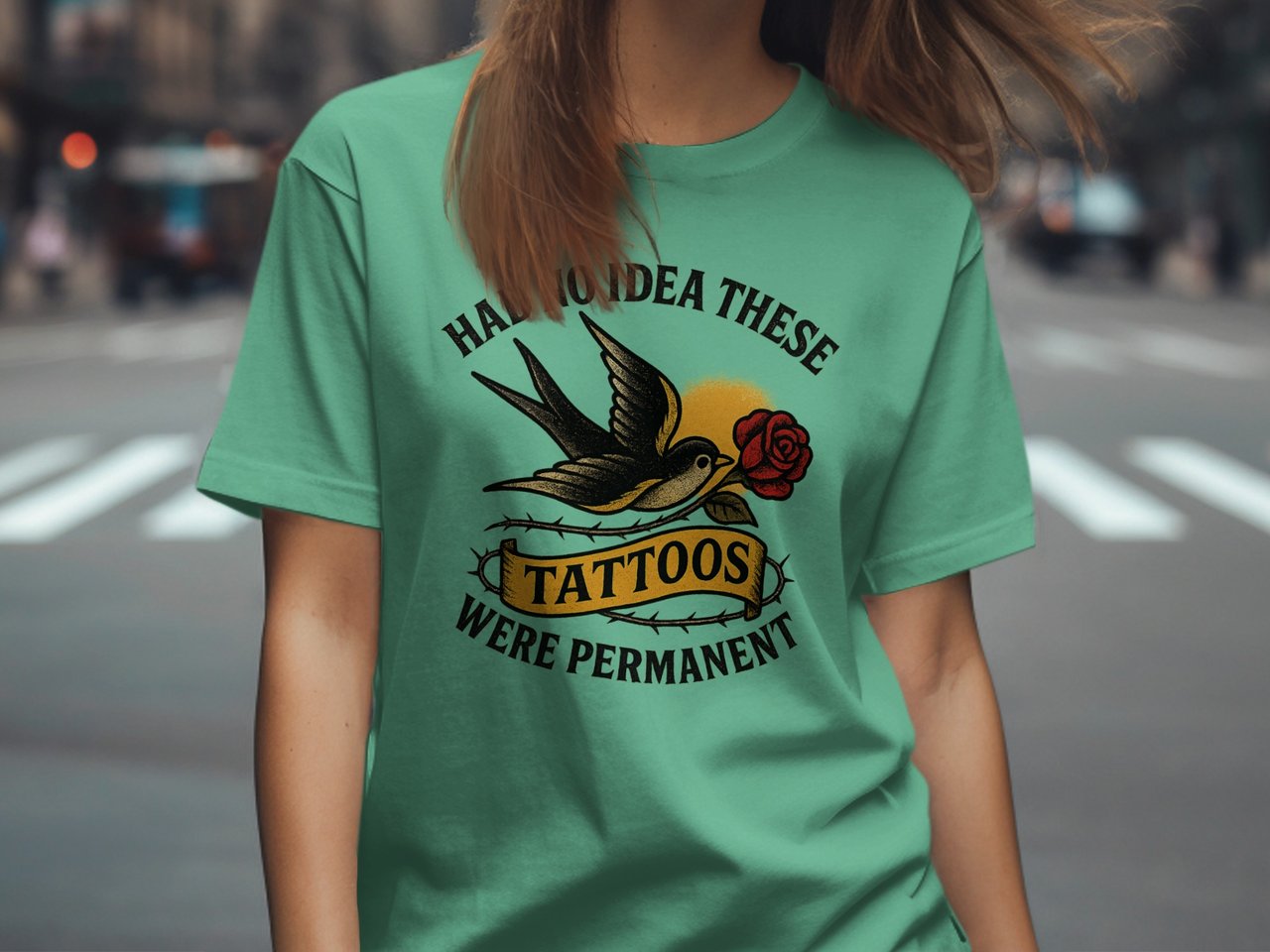 Tattoo Bird Rose T Shirt, Funny Tattoo Tee, Tattoo Day Shirts, Ink Lover Gift, Traditional Tattoo Art, Permanent Tattoo Joke