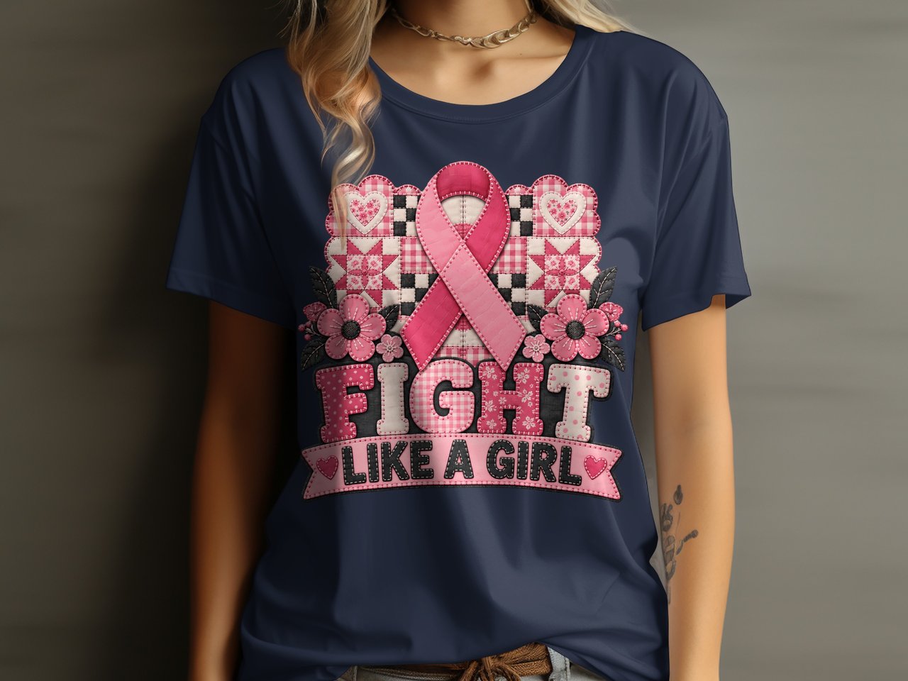 Fight Like A Girl Faux Patchwork Tee