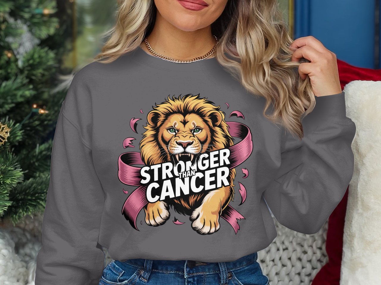 Cancer fighting t-shirt, Lion Stronger Than Cancer, Pink Ribbon Shirt, Motivational Shirt, Cancer Awareness Tee, Support TShirt, Gift
