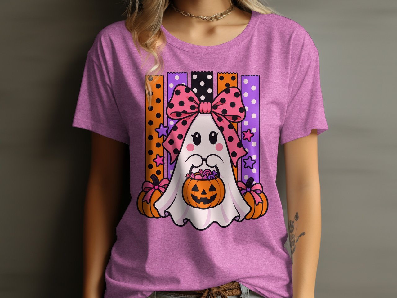 Cute Pink Bow Ghost Tee