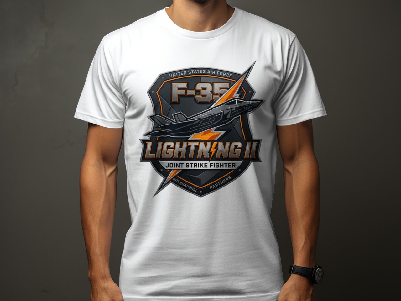 F-35 Lightning II T-Shirt, Fighter Jet Military Crest Graphic Tee, Tactical Aviation Pilot Gift, Air Force Joint Strike Fighter Shirt