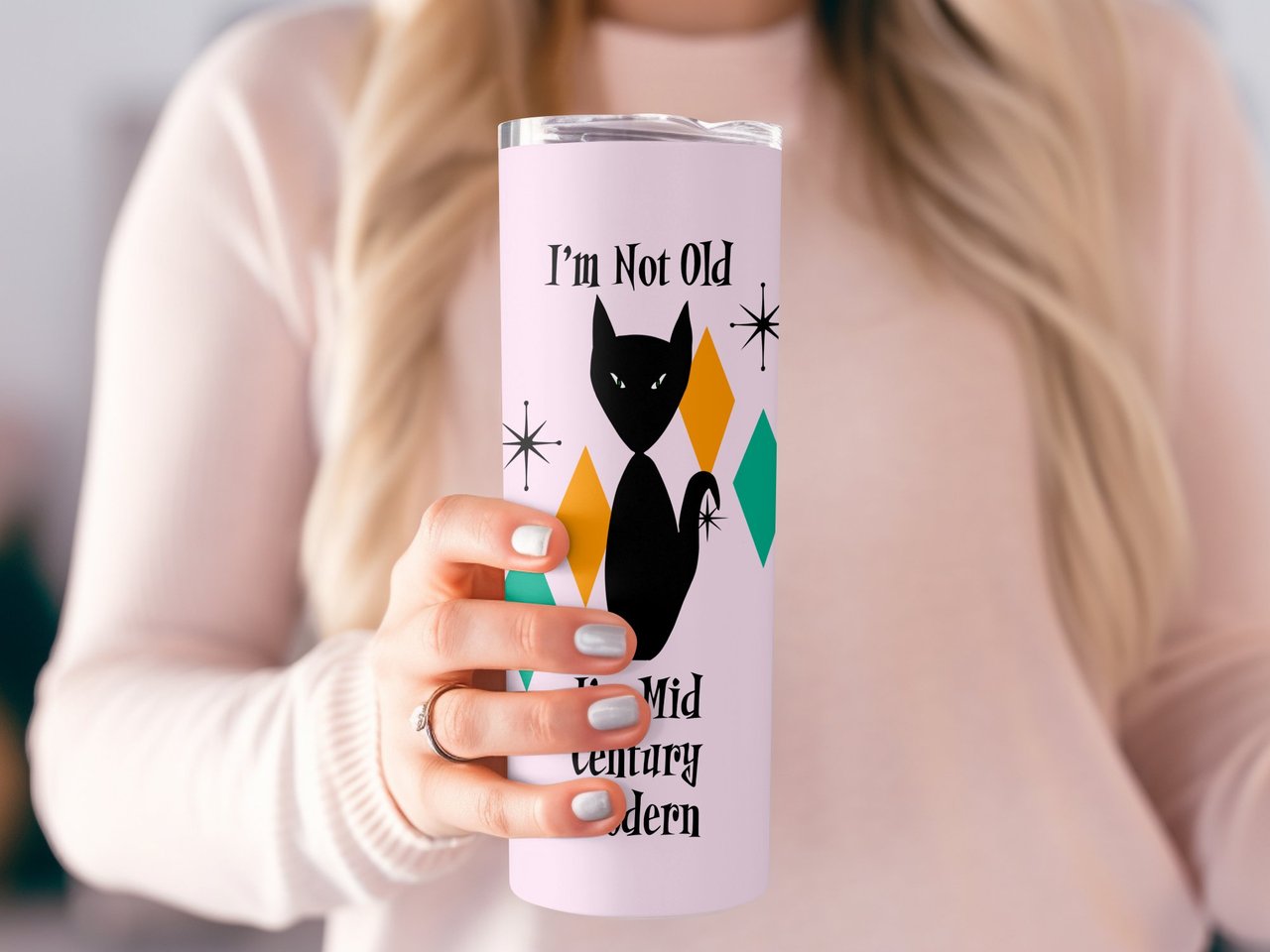 Mid Century Modern Cat Tumbler, Vintage Style Cat Decor, I'm Not Old, Retro 50s Design, I'm Mid Century Modern, Fun Cat Lover Gift