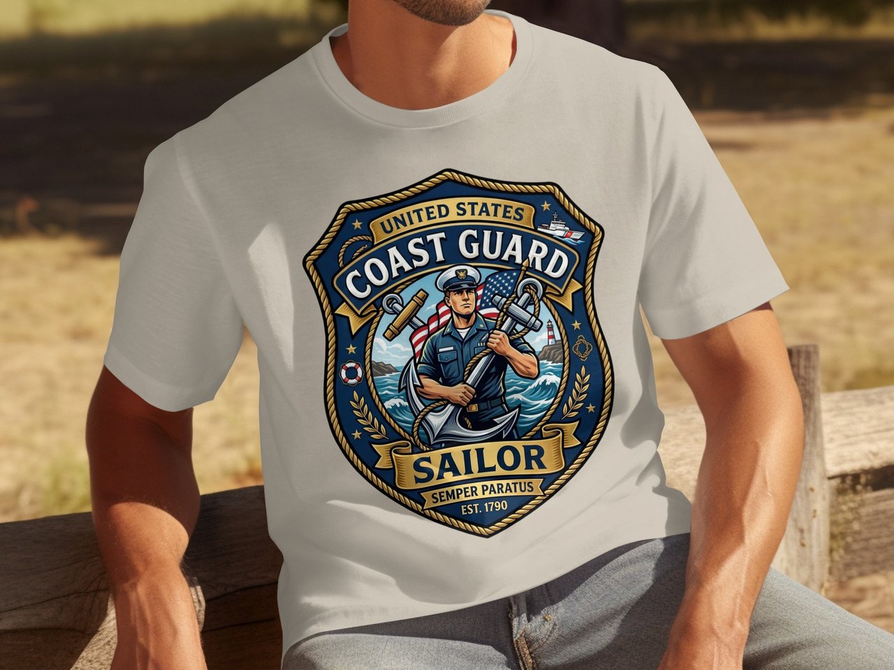 US Coast Guard Sailor T-Shirt | Semper Paratus Est. 1790 Military Veteran Gift Tee | Patriotic Nautical Emblem Apparel