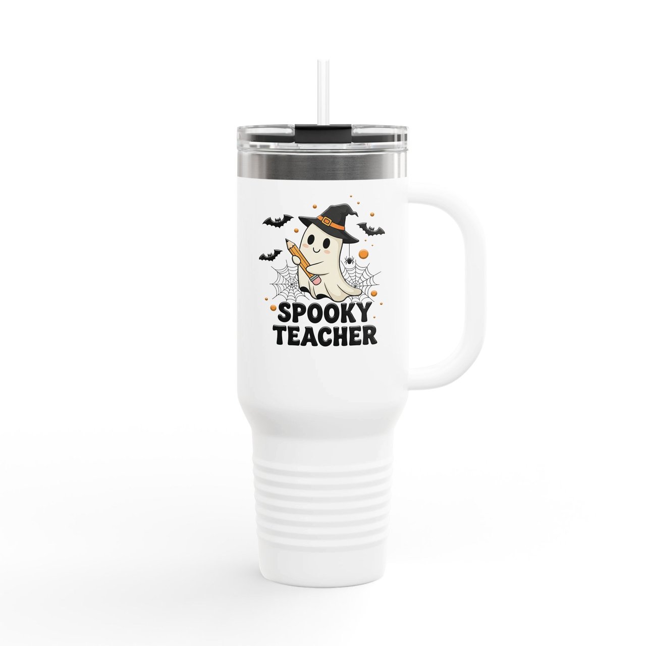 Spooky Teacher Tumbler, Cute Halloween Ghost with Hat, Teacher Appreciation Tumbler, Back to School Tumbler, Fall Tumbler, Teacher Gift