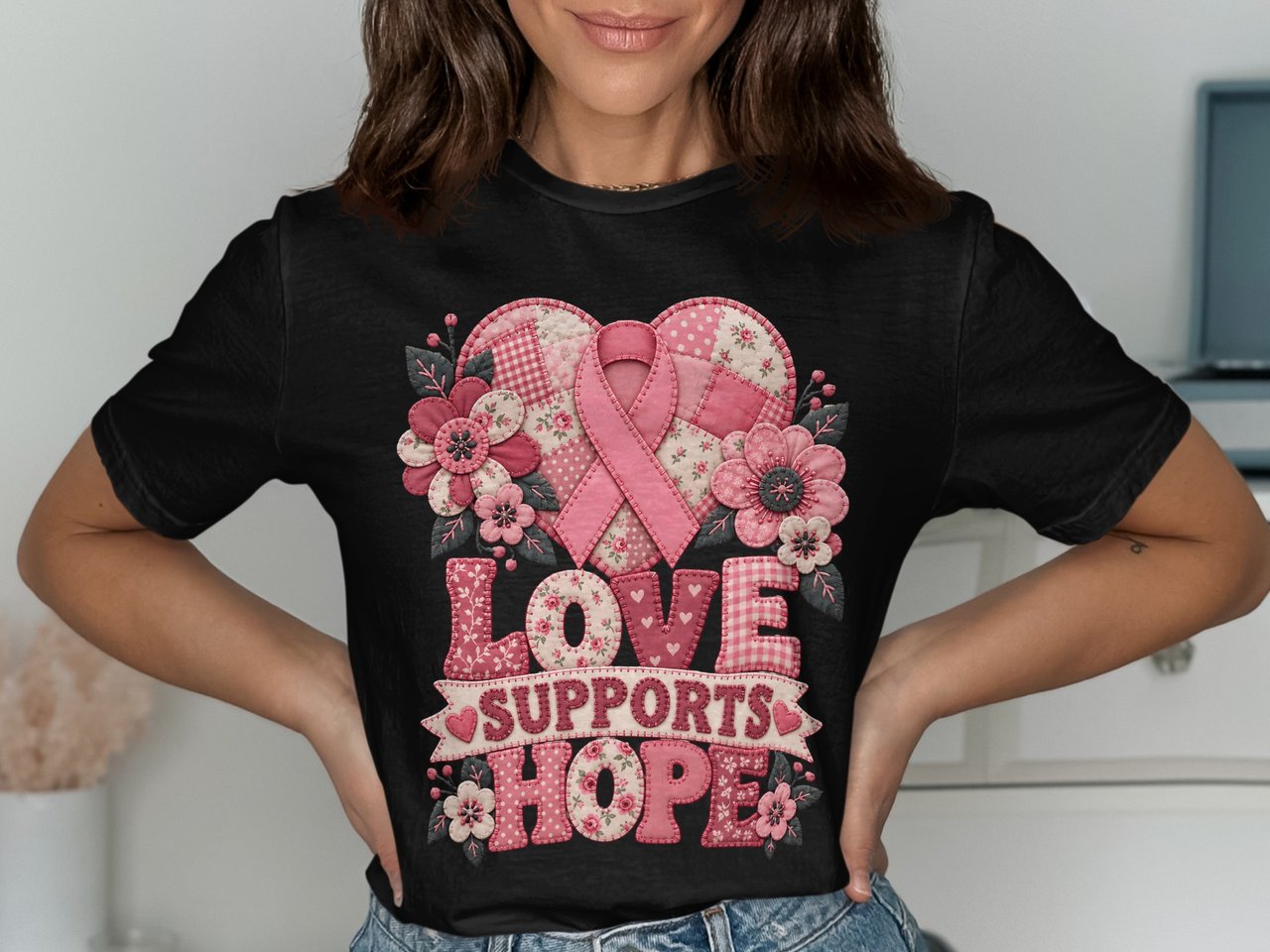 Love Supports Hope Faux Patchwork Tee