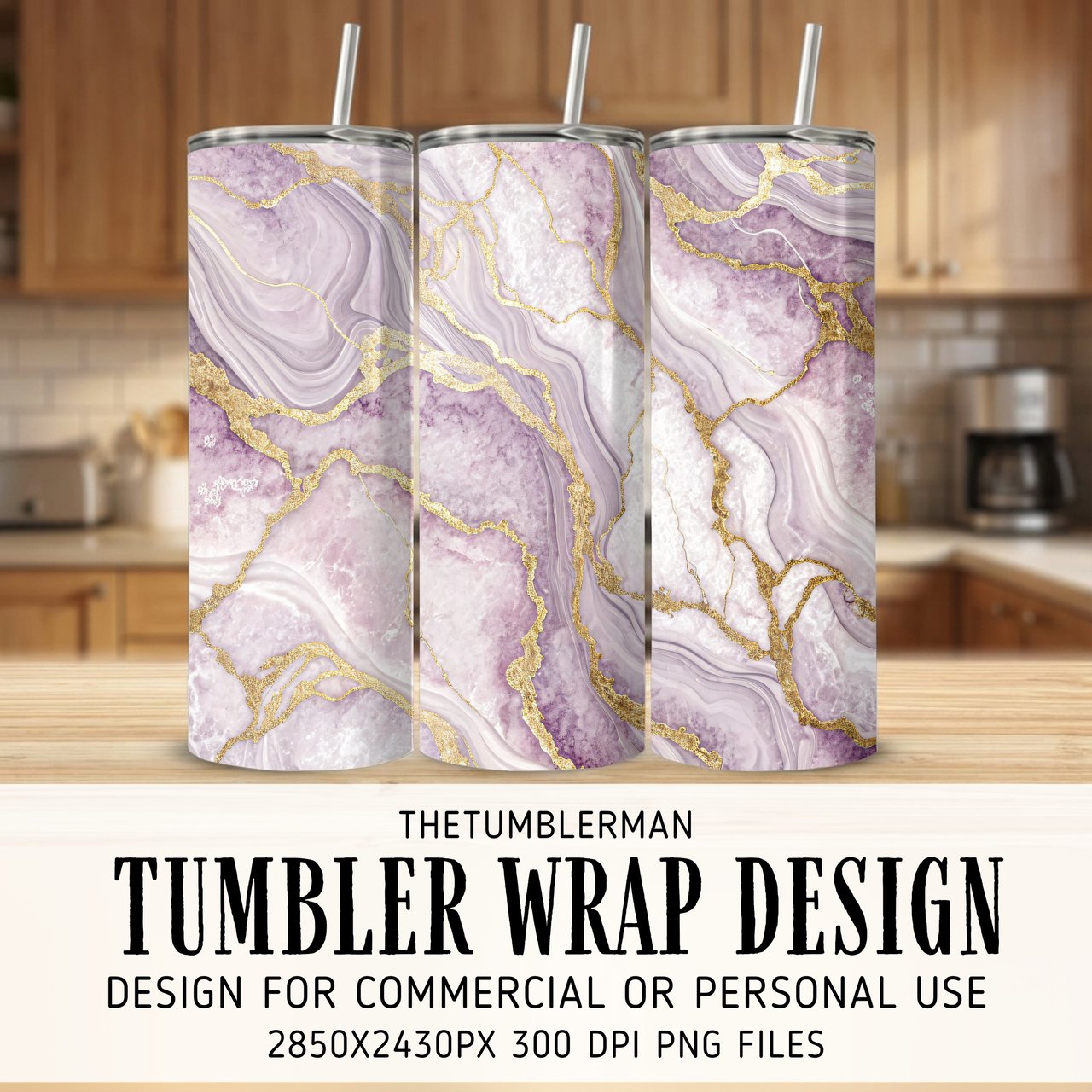 20 oz Skinny Tumbler Wrap Sublimation Design, Lilac Purple Gold Marble Texture, Straight and Tapered Wrap png, Instant Download, Digital