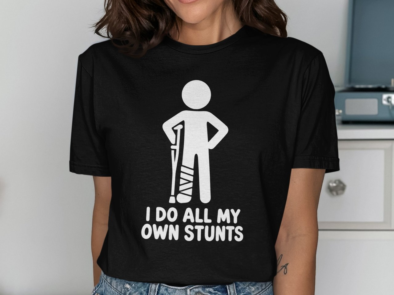 I Do All My Own Stunts Broken Leg Injury Crutches Hospital Recovery Standard T Shirts