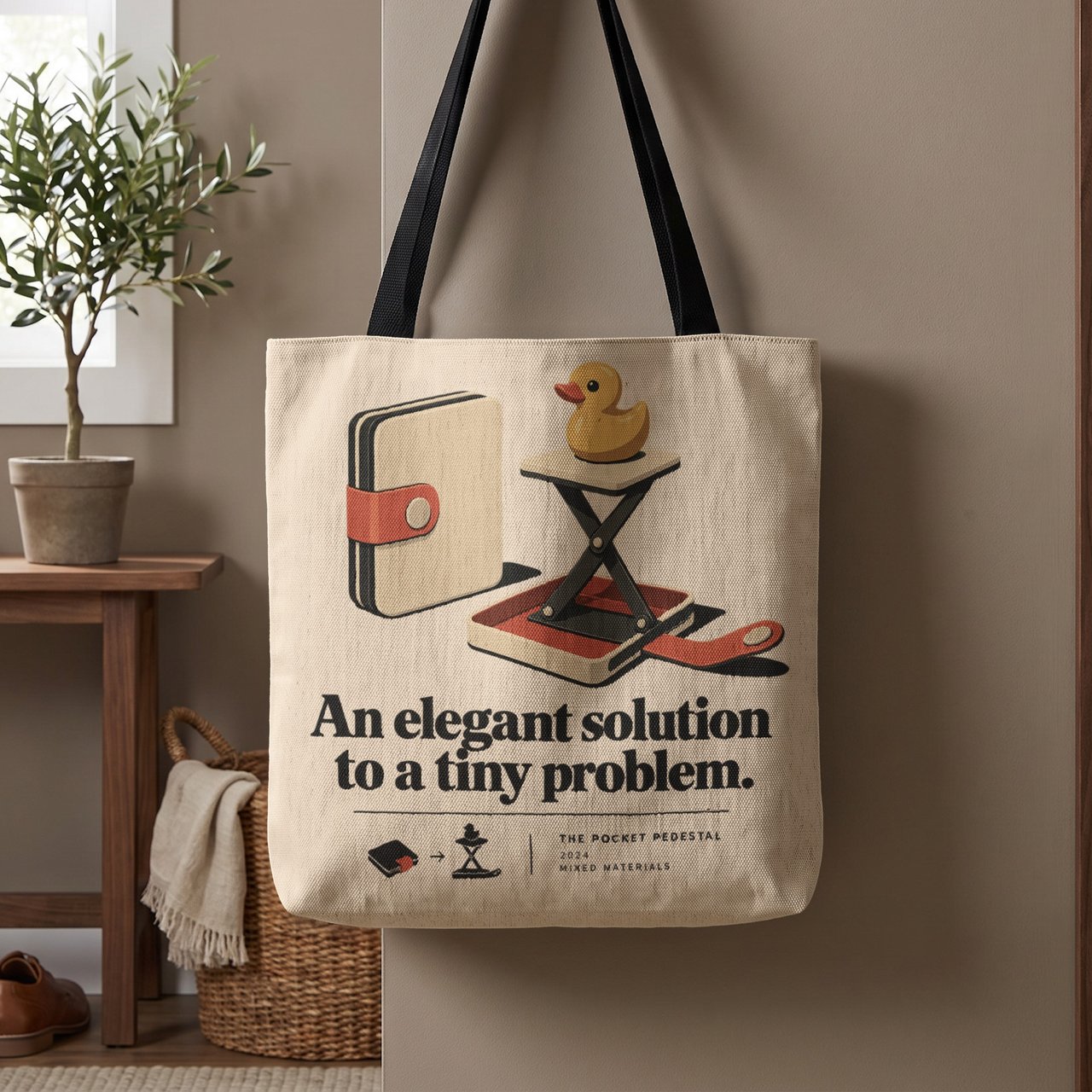 Pocket Pedestal Duck Tote Bag