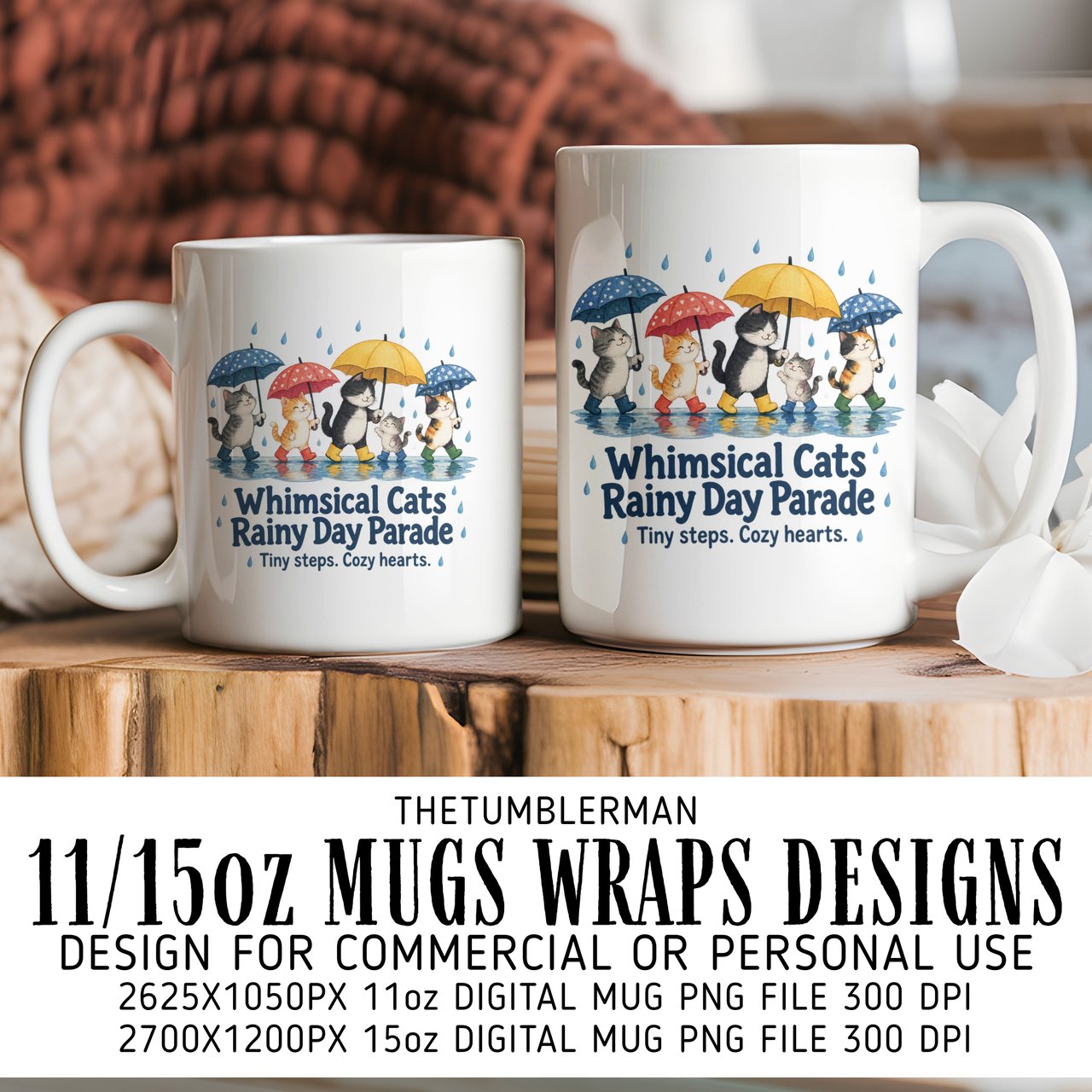 Whimsical Cats Rainy Day Parade Digital