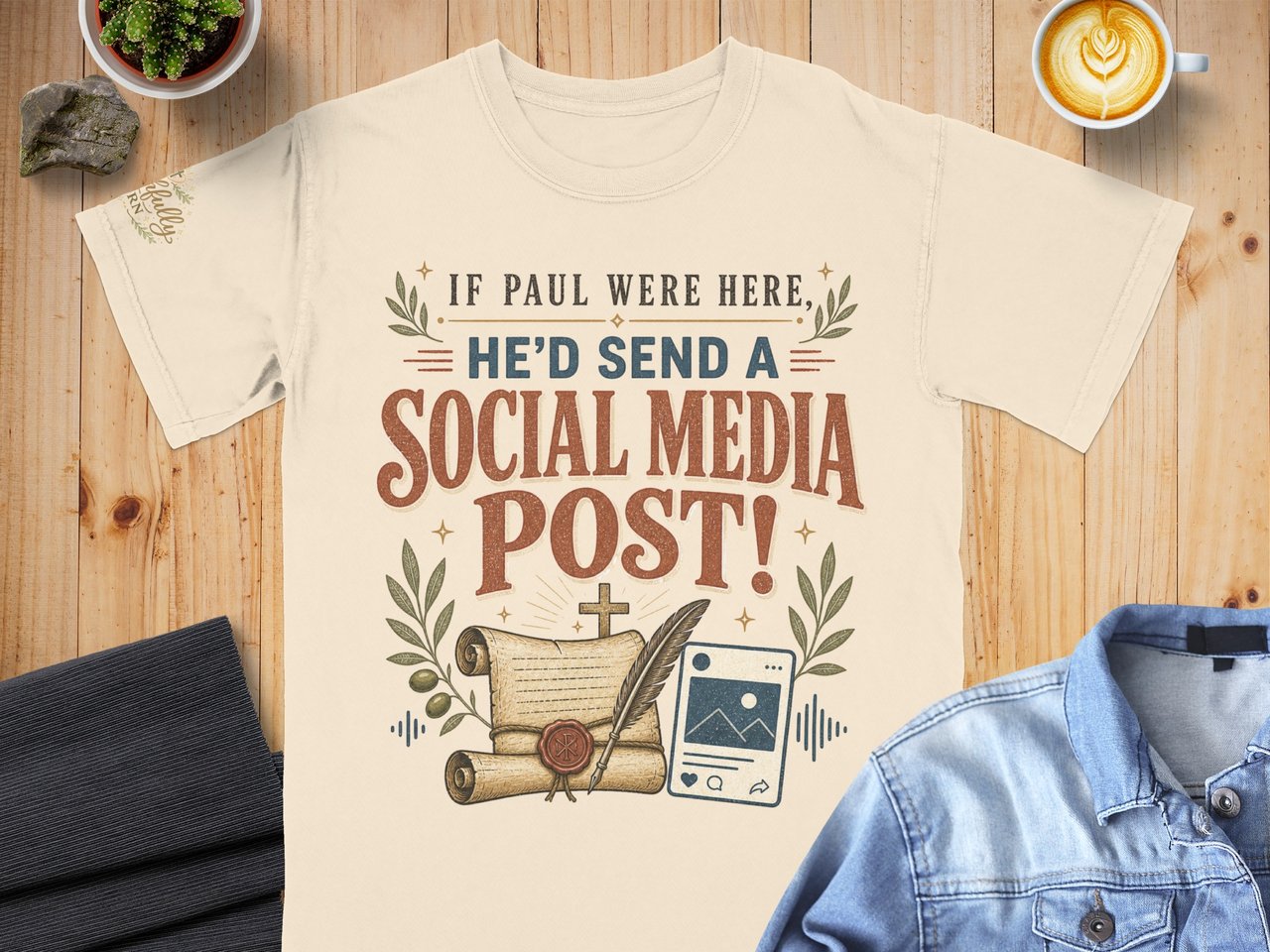 Funny Christian T-Shirt | If Paul Were Here He'd Send A Social Media Post | Modern Faith Tee | Witty Bible Humor Shirt | Gift for Pastor