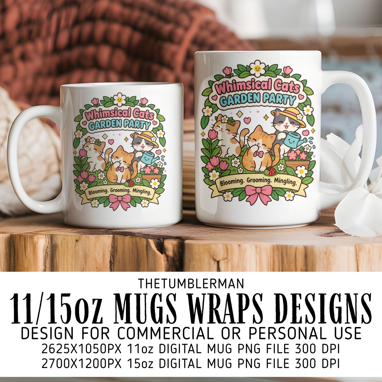 Whimsical Cats Garden Party Digital Wrap