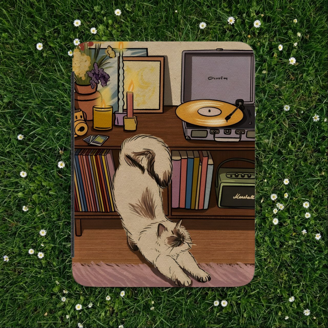 Cozy Cat & Vinyl Kindle Case