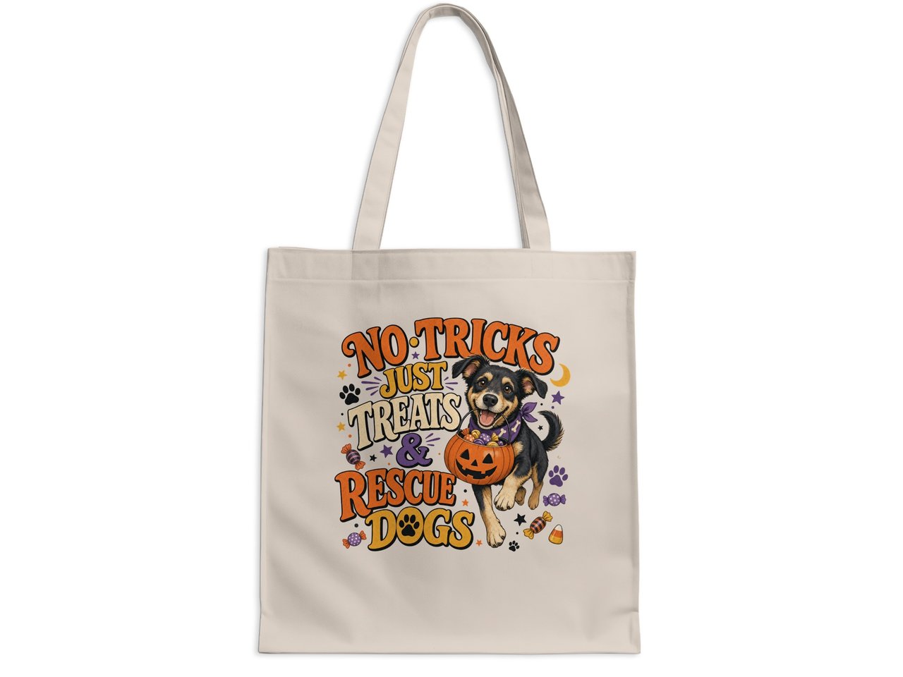 No Tricks Rescue Dogs Tote Bag