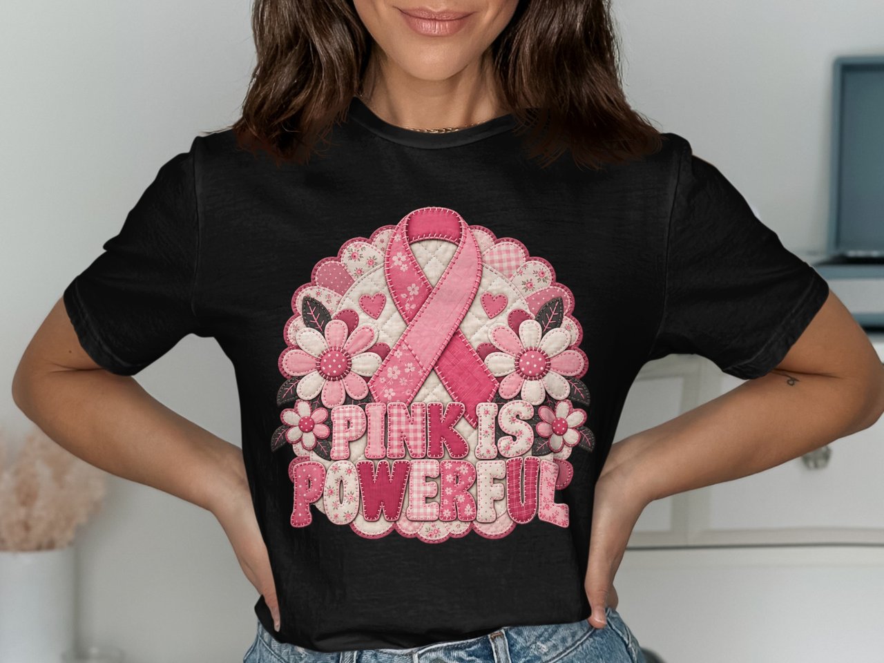 Pink Is Powerful Faux Patchwork Tee