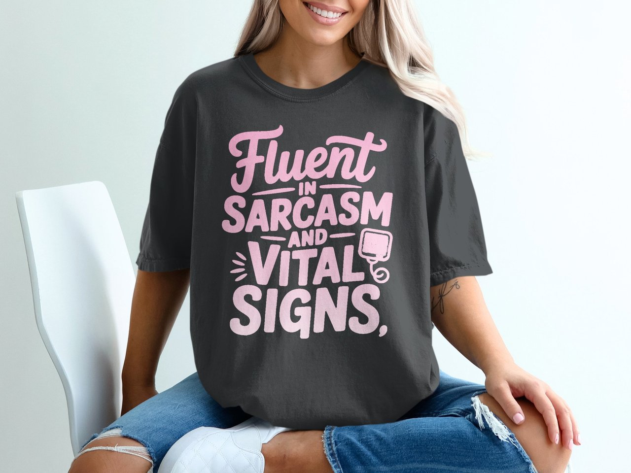 Fluent in Sarcasm and Vital Signs Graphic Tee