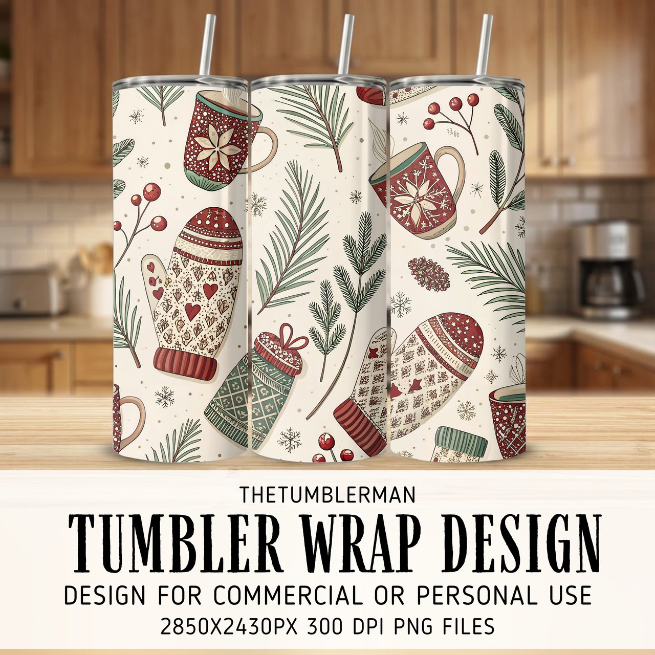 Hygge Holiday Seamless Digital Pattern Size Bundle Png