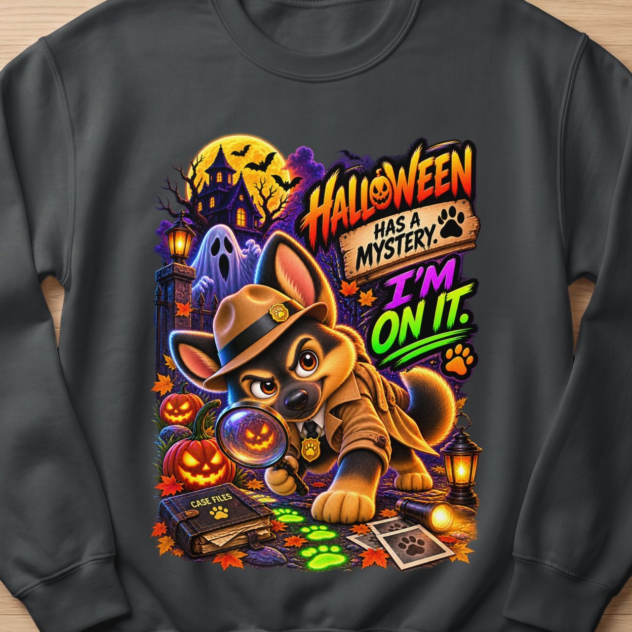 Halloween Mystery Detective Chase Dog Sweatshirt