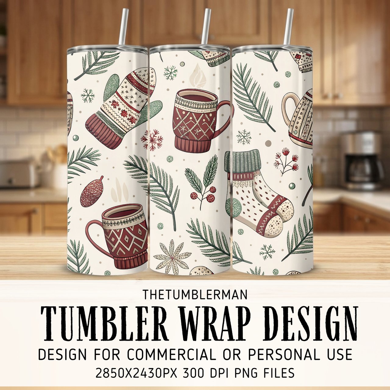 Festive Hygge Winter Digital Pattern Size Bundle Png