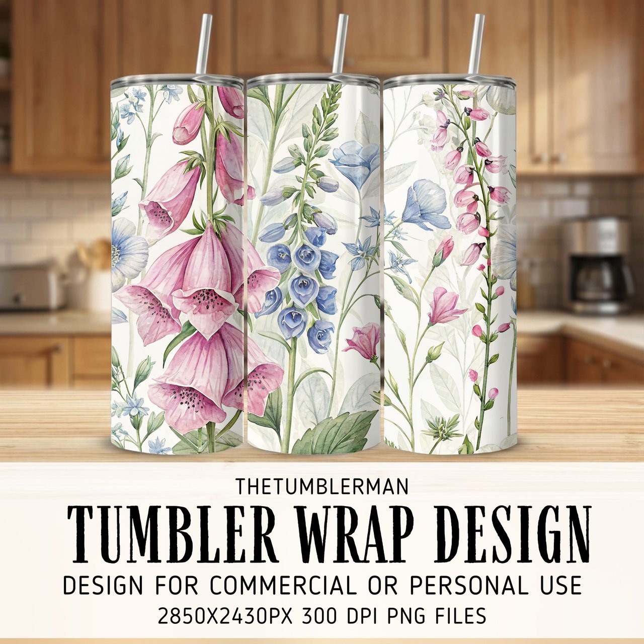 Whimsical Foxglove Digital Art Size Bundle Png