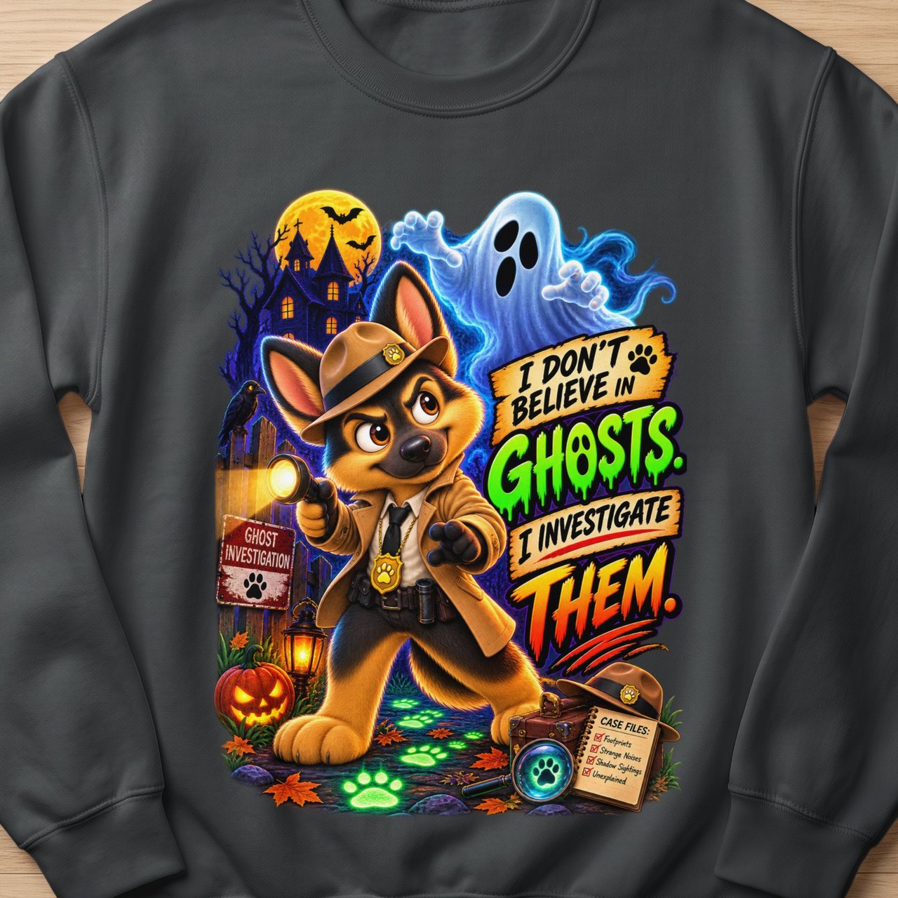 Halloween Ghosts Detective Chase Dog Sweatshirt