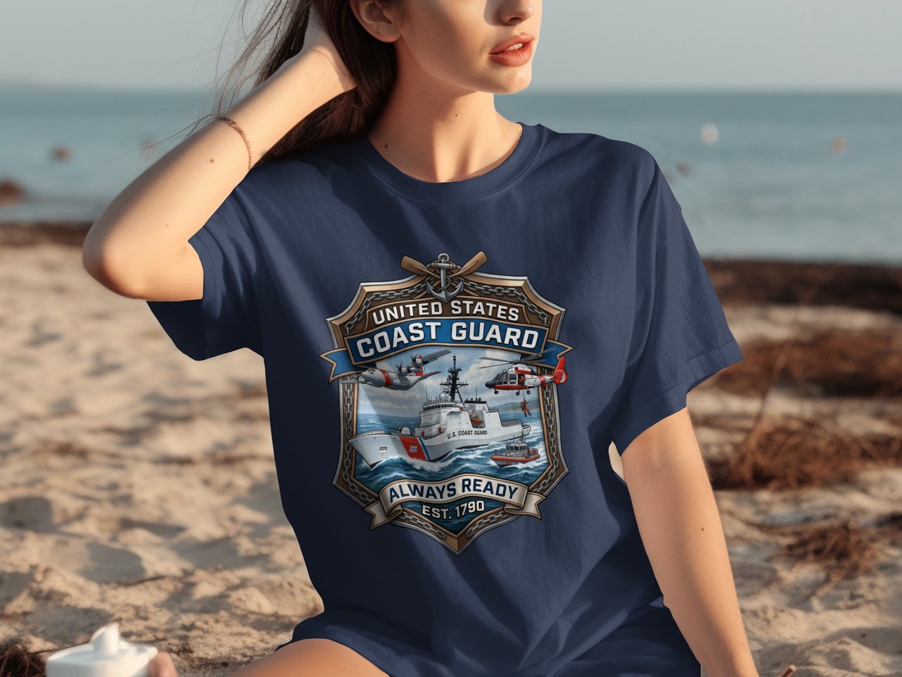 U.S. Coast Guard Always Ready T-Shirt, Patriotic Military Service Veteran Apparel, USCG Emblem Shirt, Nautical Hero Gift