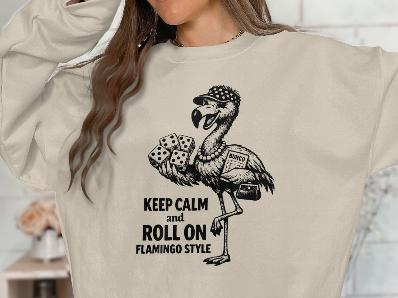 Keep Calm Roll On Flamingo Style Sweatshirt