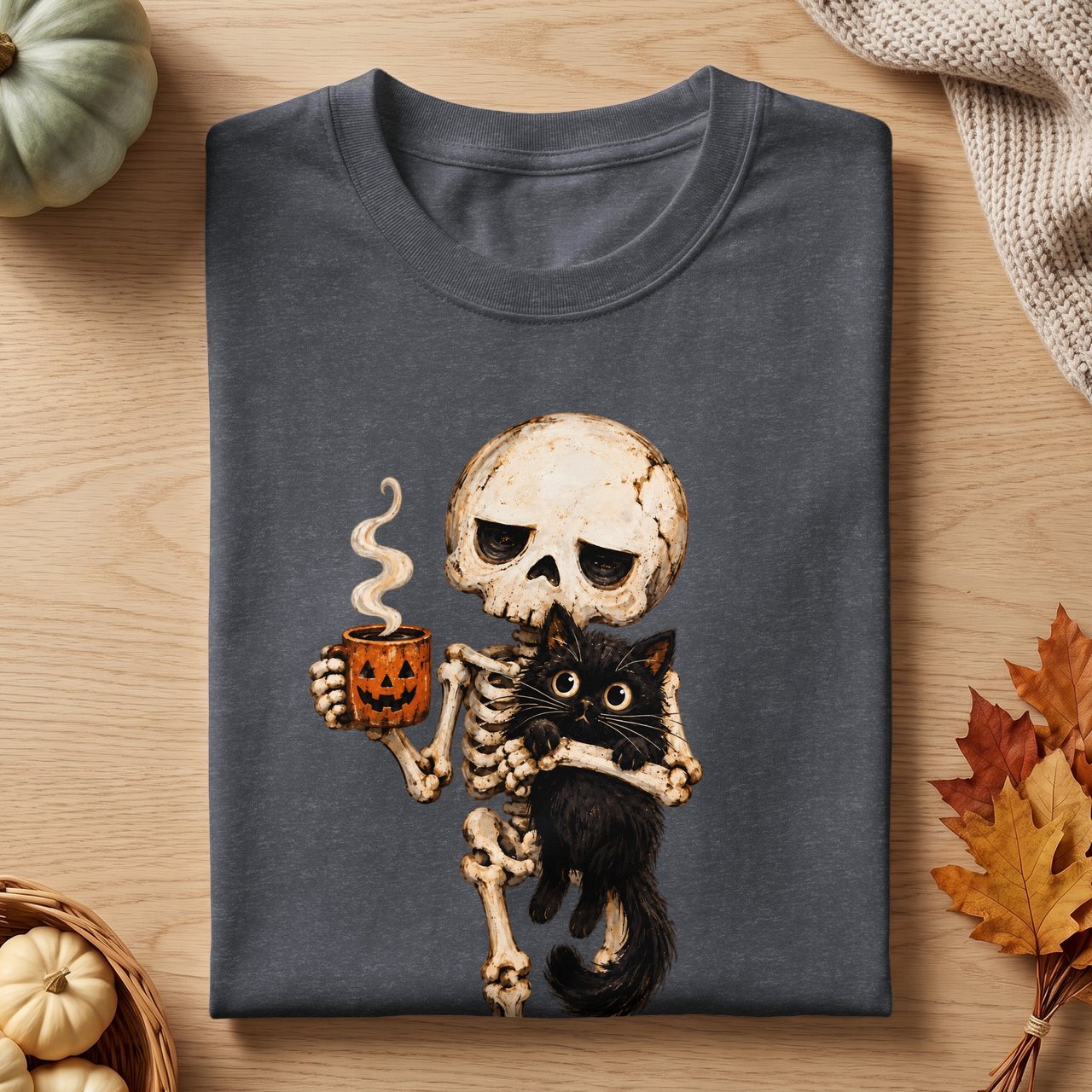 Skeleton Coffee and Black Cat Tee