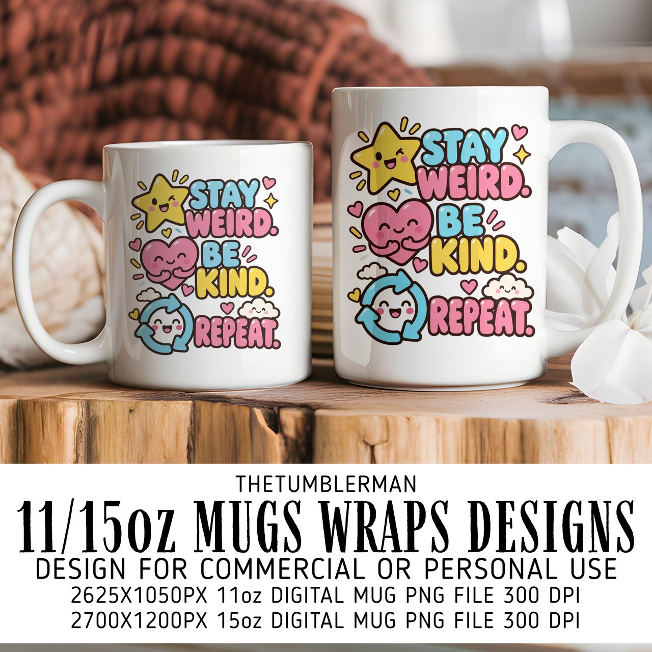 Stay Weird Be Kind Repeat Mug Wrap