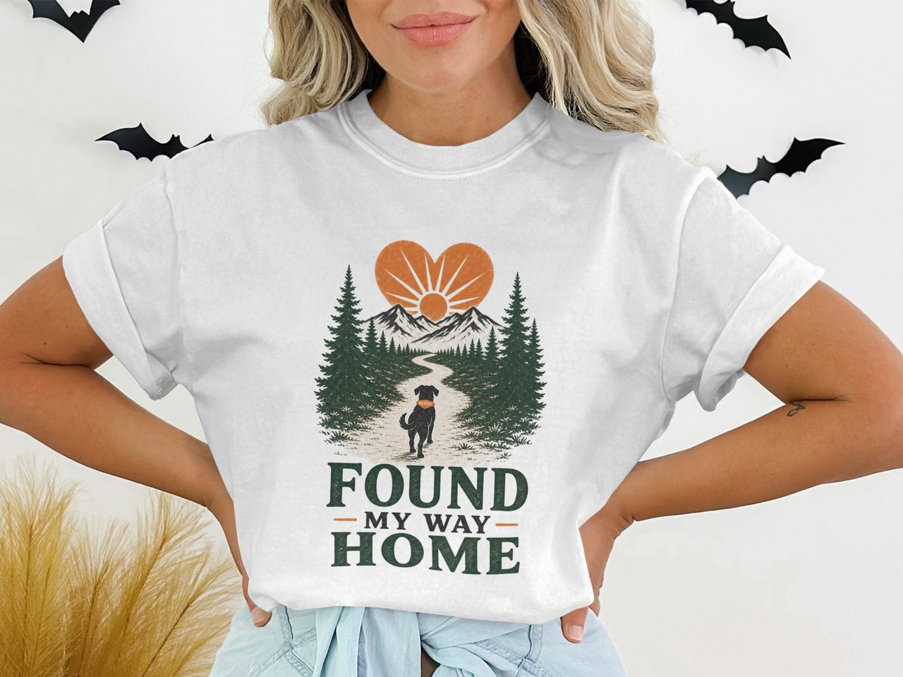 Found My Way Home Rescue Dog T-Shirt, Mountain Forest Nature Lover Pet Tee, Adopt Don't Shop Animal Lover Gift Idea