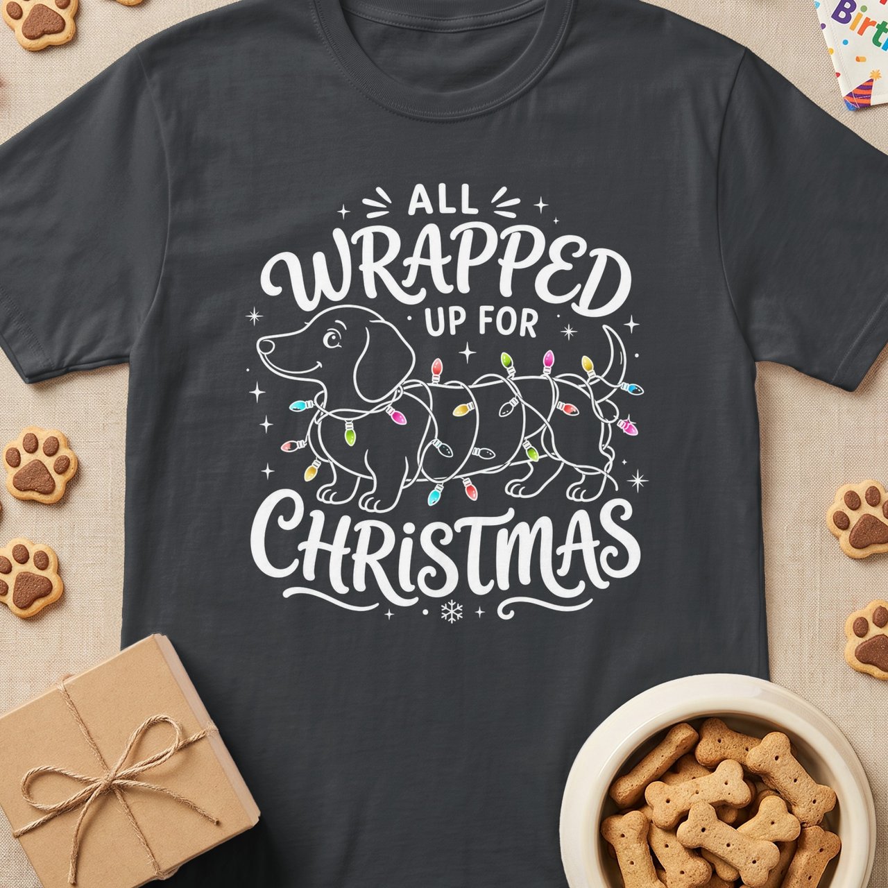 All Wrapped Up For Christmas Dachshund T-Shirt