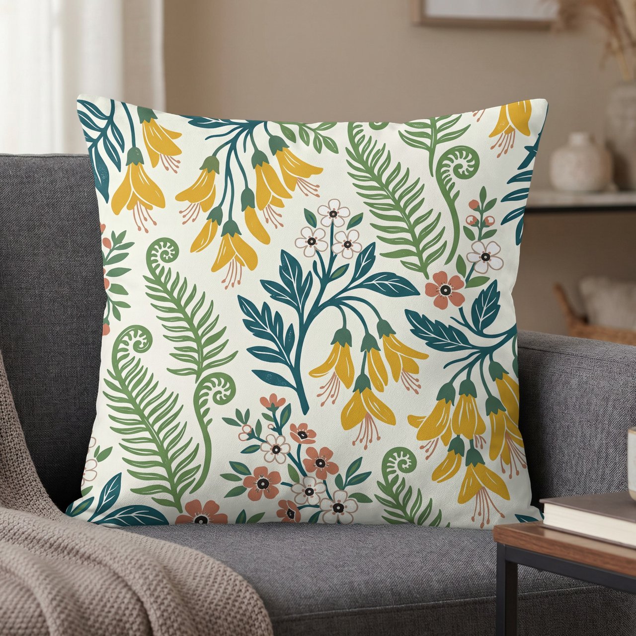 Botanical Fern & Bloom Pillow Case