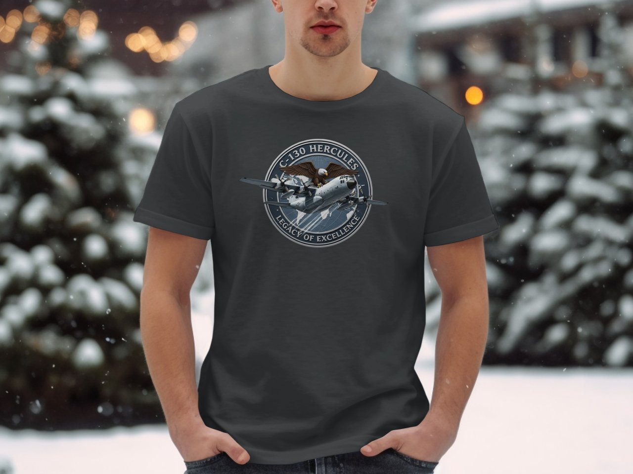 C-130 Hercules T-Shirt, Military Veteran Gift, Air Force Aviation Pilot Tee, Legacy of Excellence Aircraft Shirt for Him