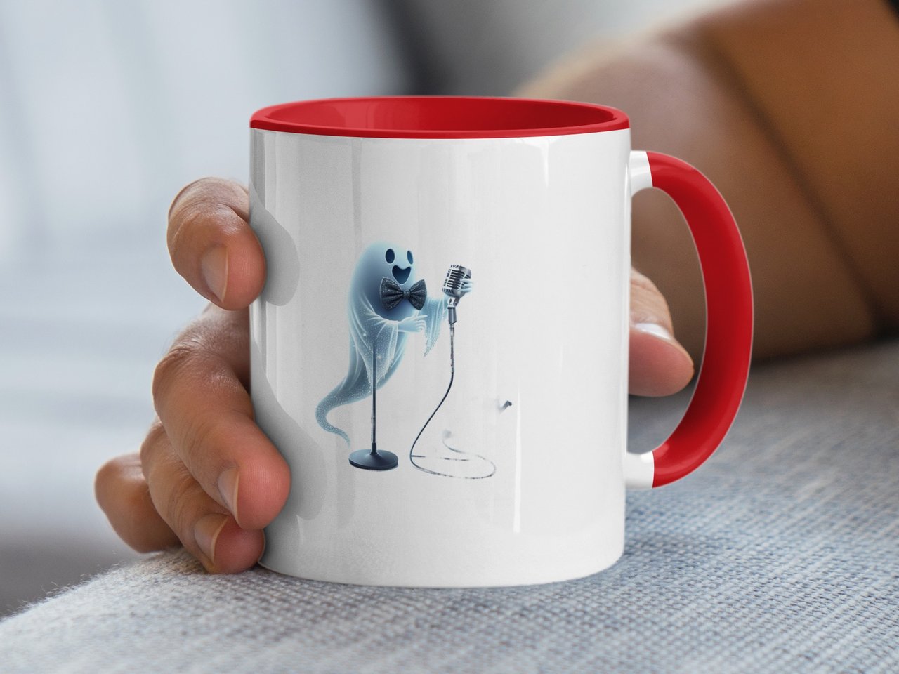Halloween Mug, Singing Ghost Mug, Spooky Season, Halloween Gifts, Ghost Band, Music Lover, Halloween Party, Cute Cat Mug