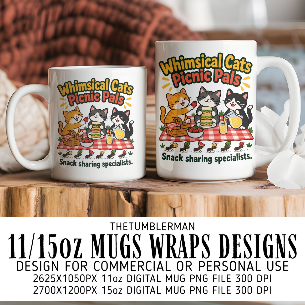 Whimsical Cats Picnic Mug Wrap