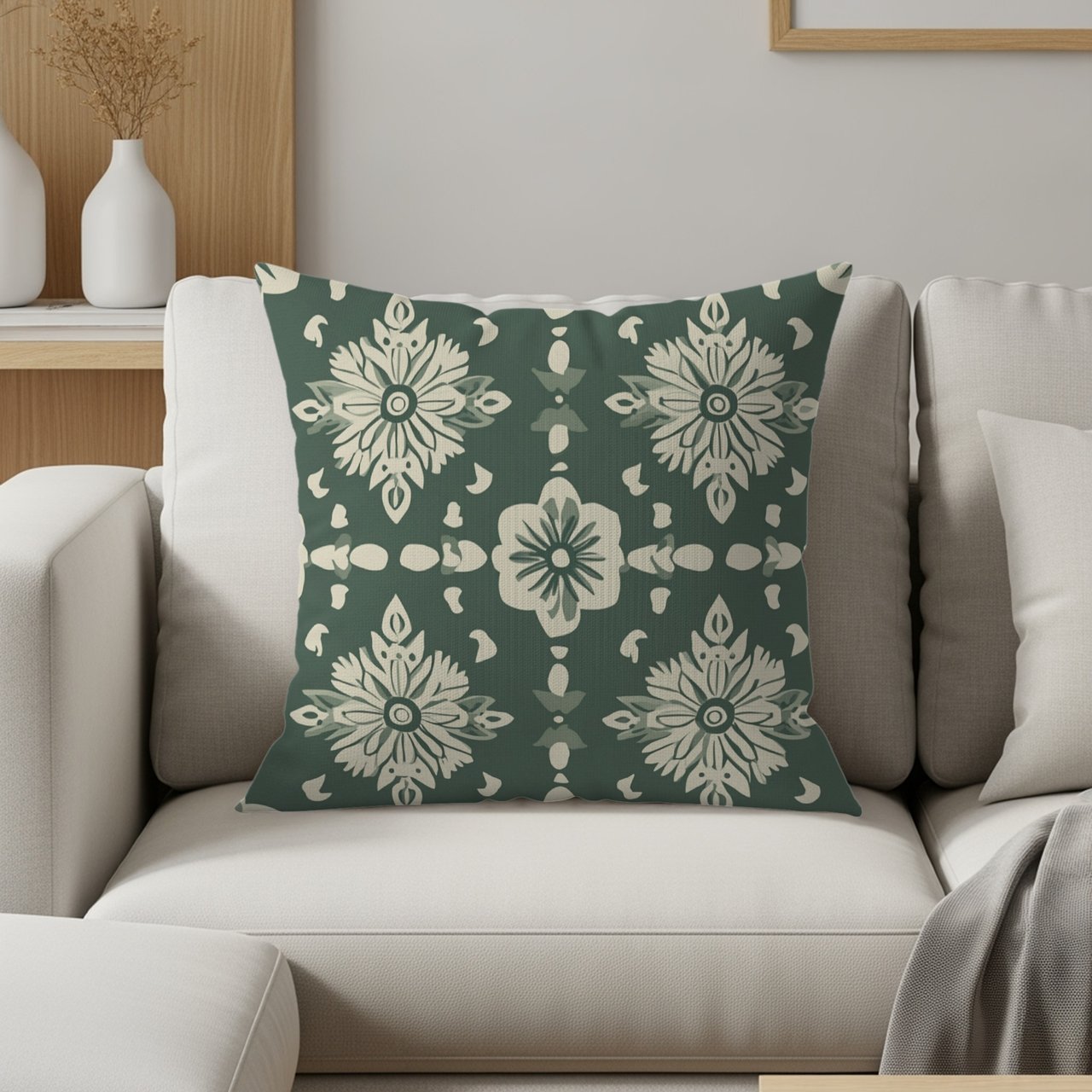 Floral Blanket Pillow Pillow Case: Botanical, Repeating, Seamless Pattern