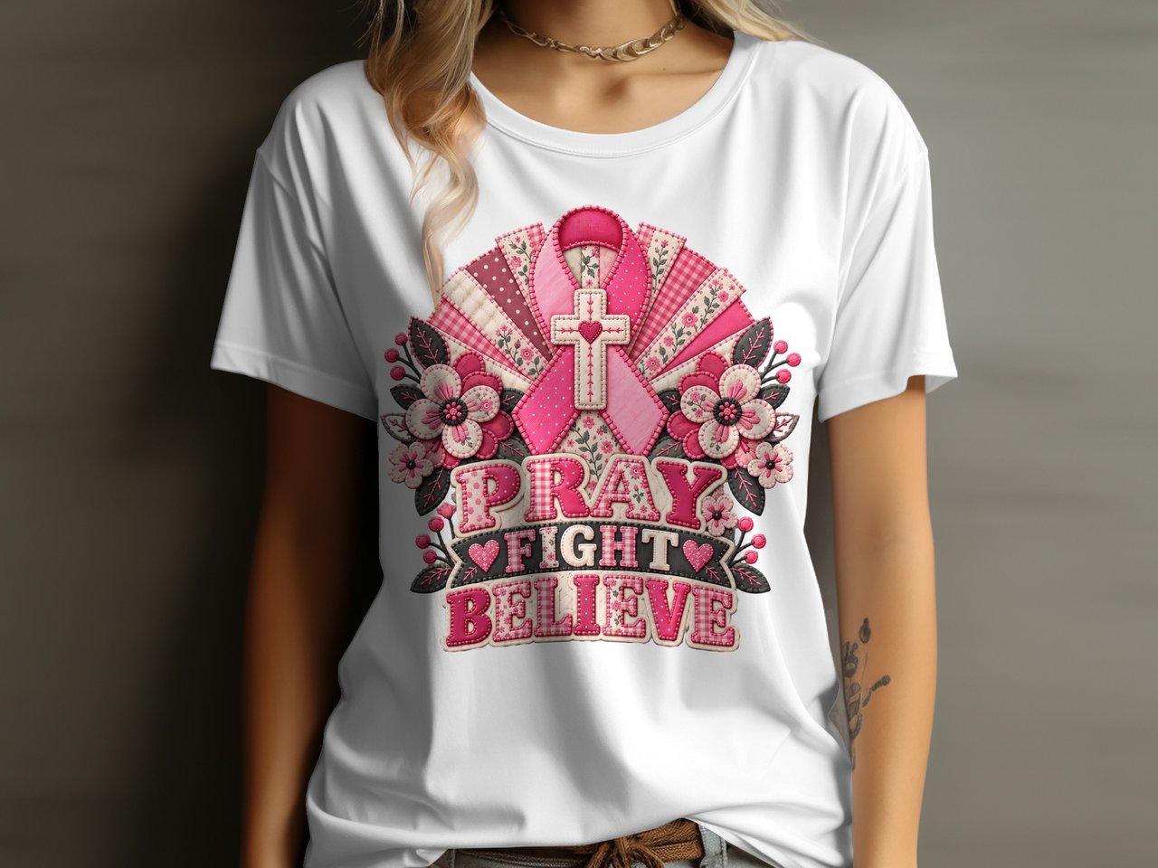 Pray Fight Believe Patchwork Tee