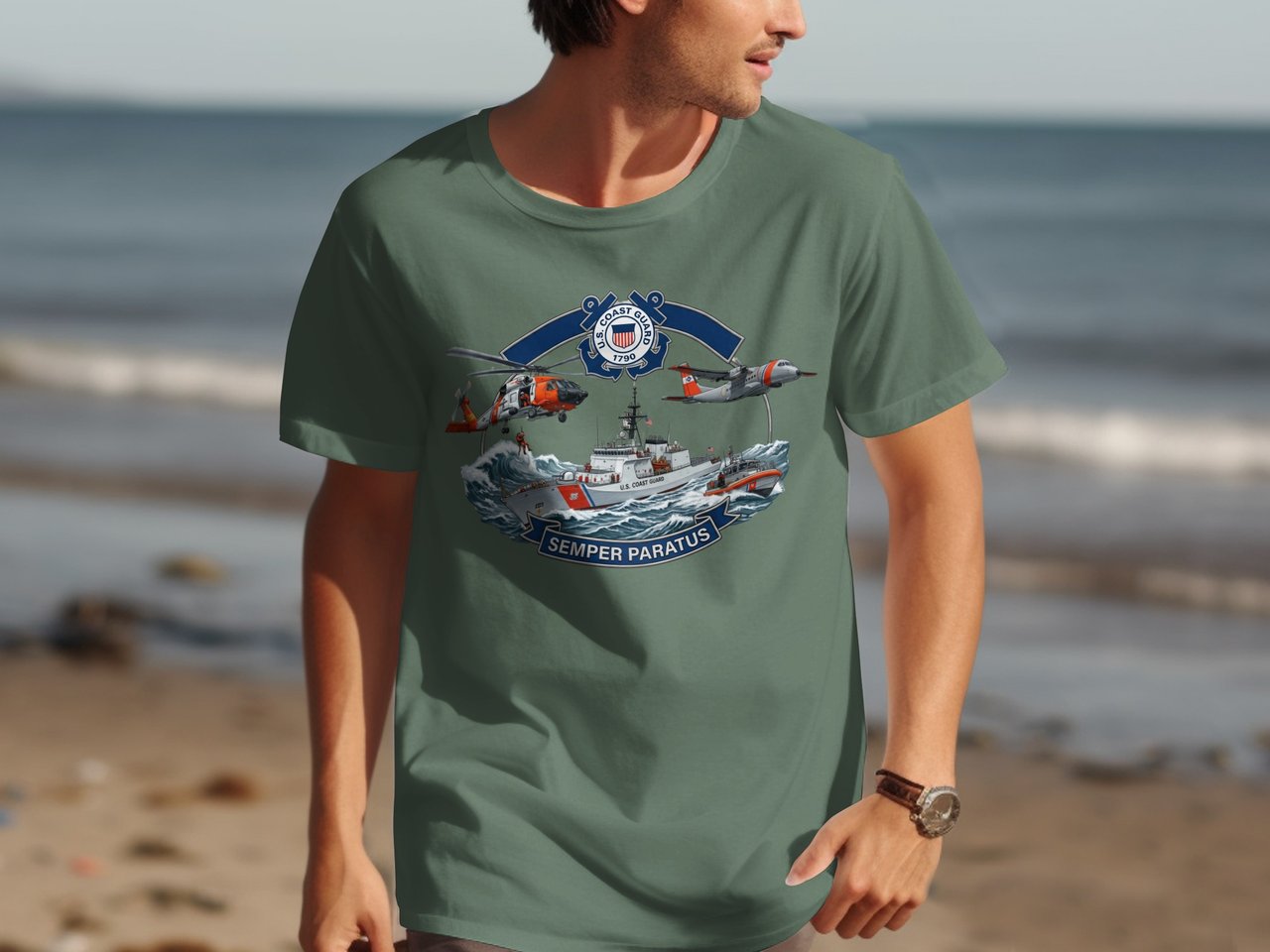 U.S. Coast Guard Semper Paratus T-Shirt | Patriotic Military Service Tee | USCG Apparel Gift for Veteran Father Marine Brother
