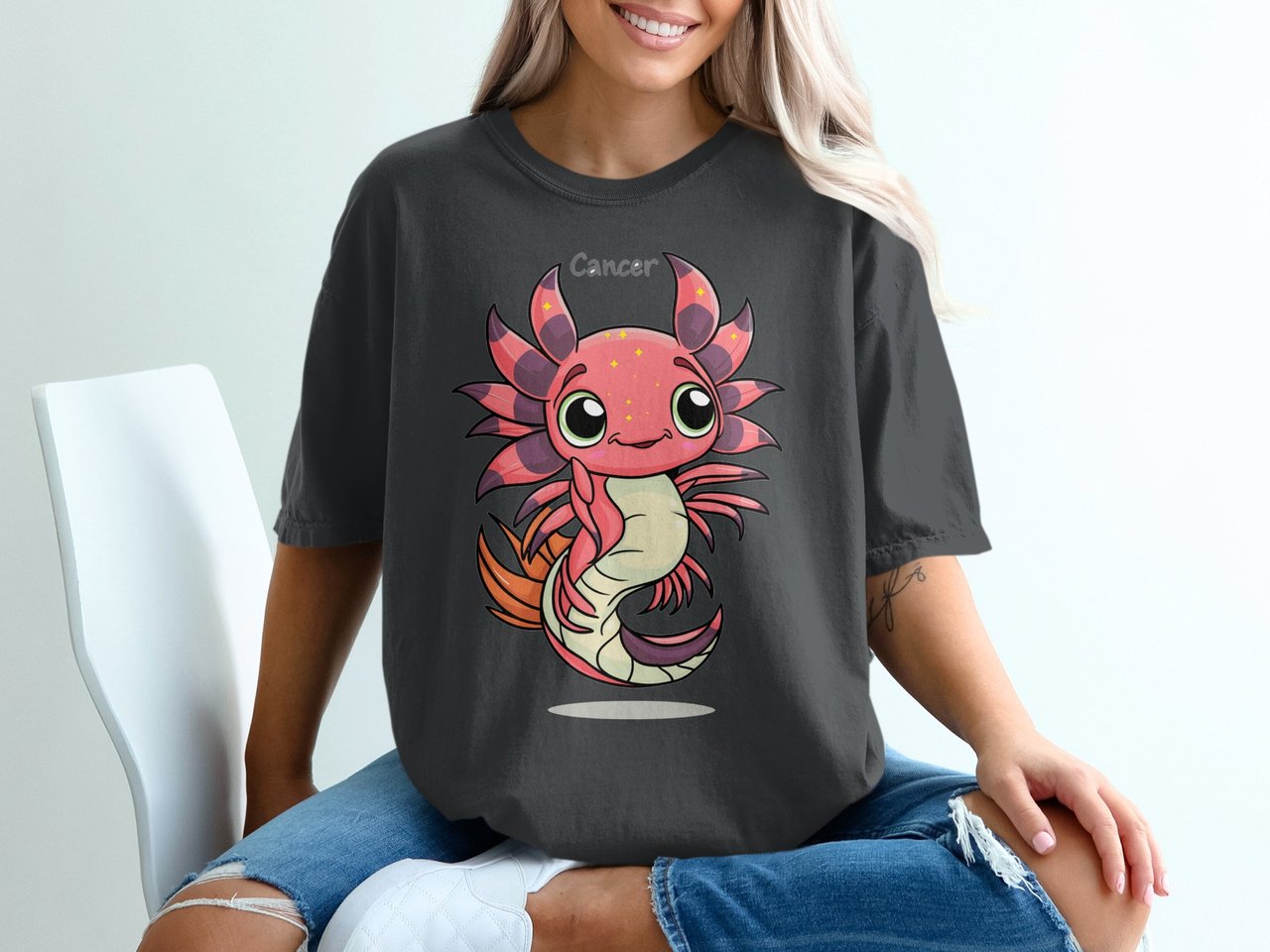 Cancer Zodiac Axolotl Graphic Tee