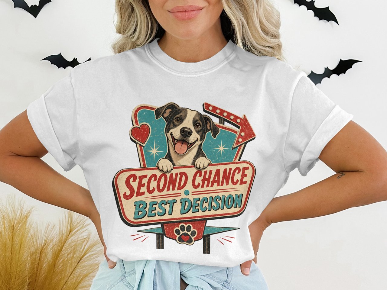 Second Chance Best Decision Dog T-Shirt, Happy Rescue Dog Lover Gift, Vintage Inspired Pet Adoption Tee