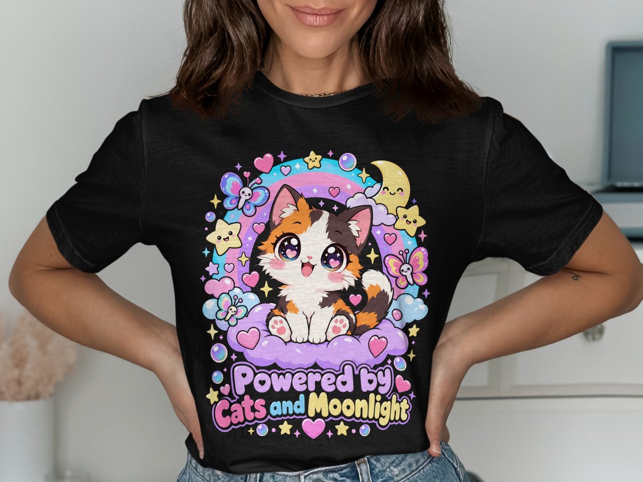 Powered by Cats and Moonlight Tee or Sweatshirt