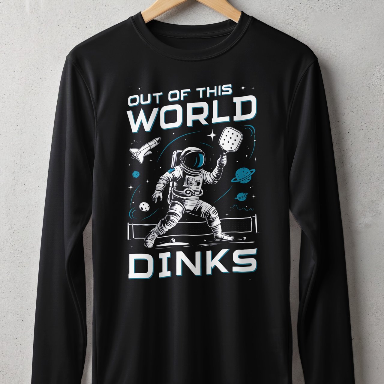 Pickleball Sport-Tek Long Sleeve Tee, Out of This World Dinks, Sun Shield Shirt