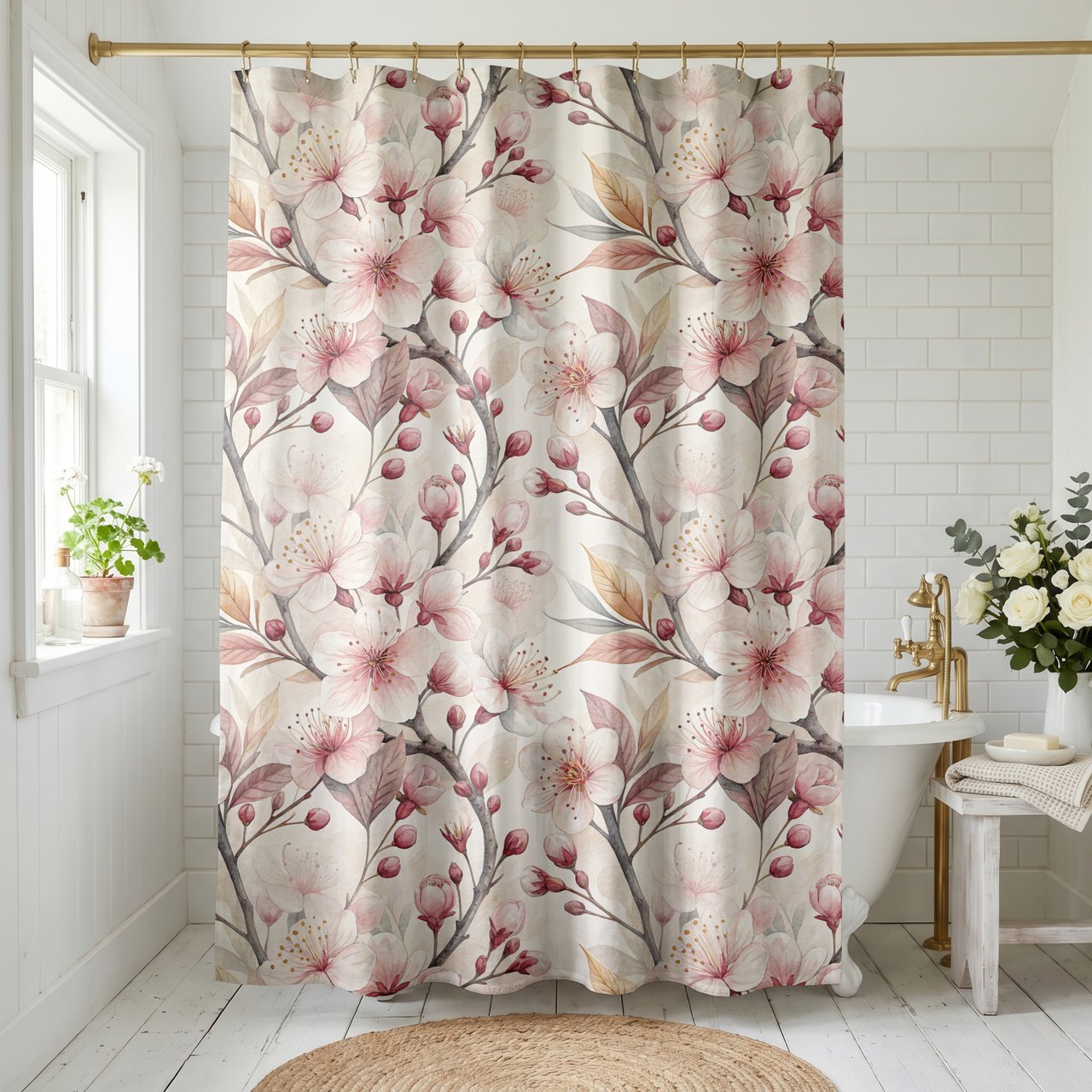 Blush Sakura Bloom Shower Curtain