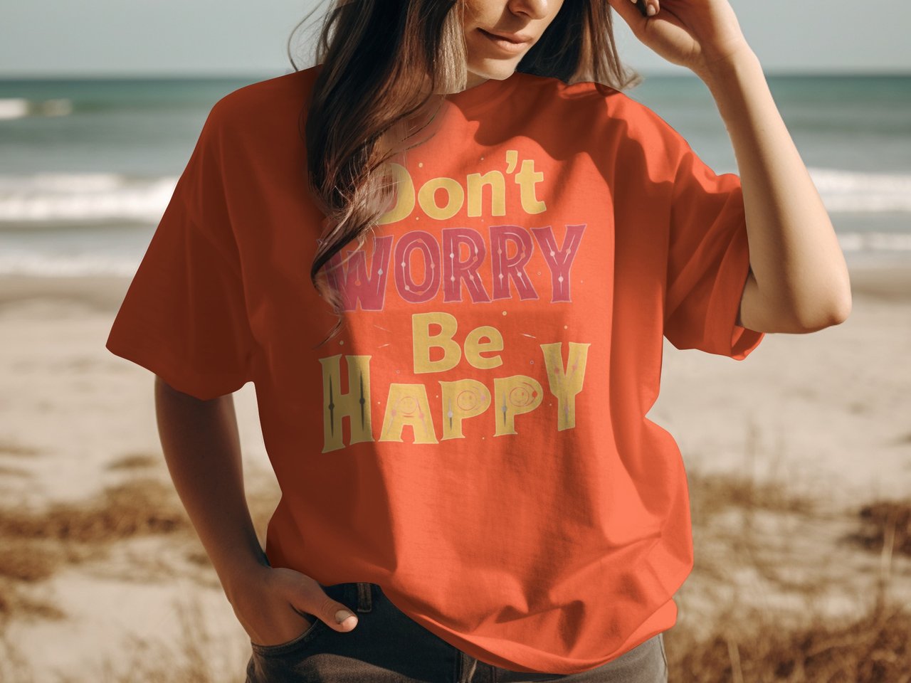 Don't Worry Be Happy T-Shirt, Road Trip Shirt, Beach Graphic Tee, Cruise T-Shirt, Positive Motivational Quote Shirt, Feel Good Retro Tee