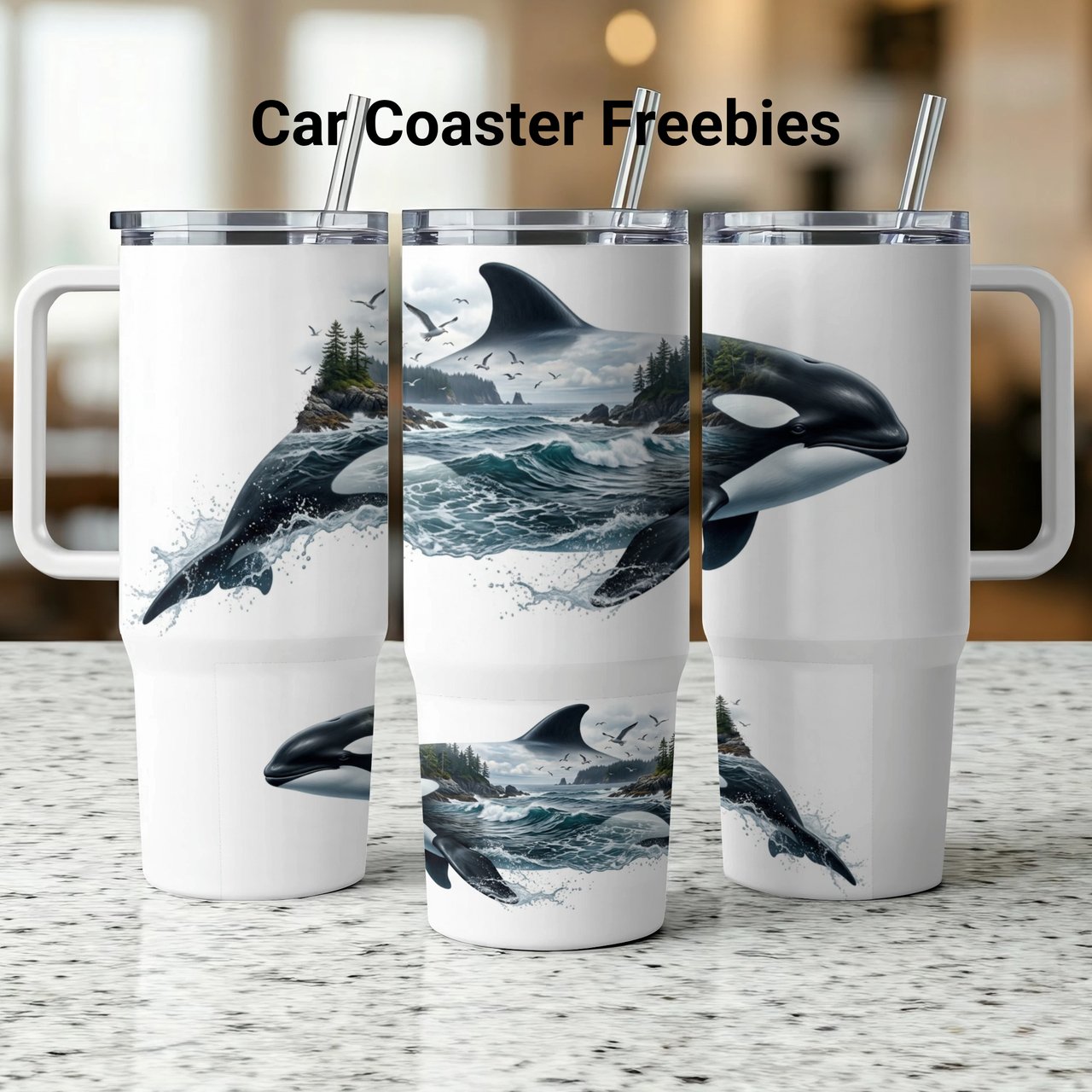 Orca Ocean Coastal Tumbler Wrap Design 40oz, Whales Killer Whale Nature Sea Digital Sublimation File