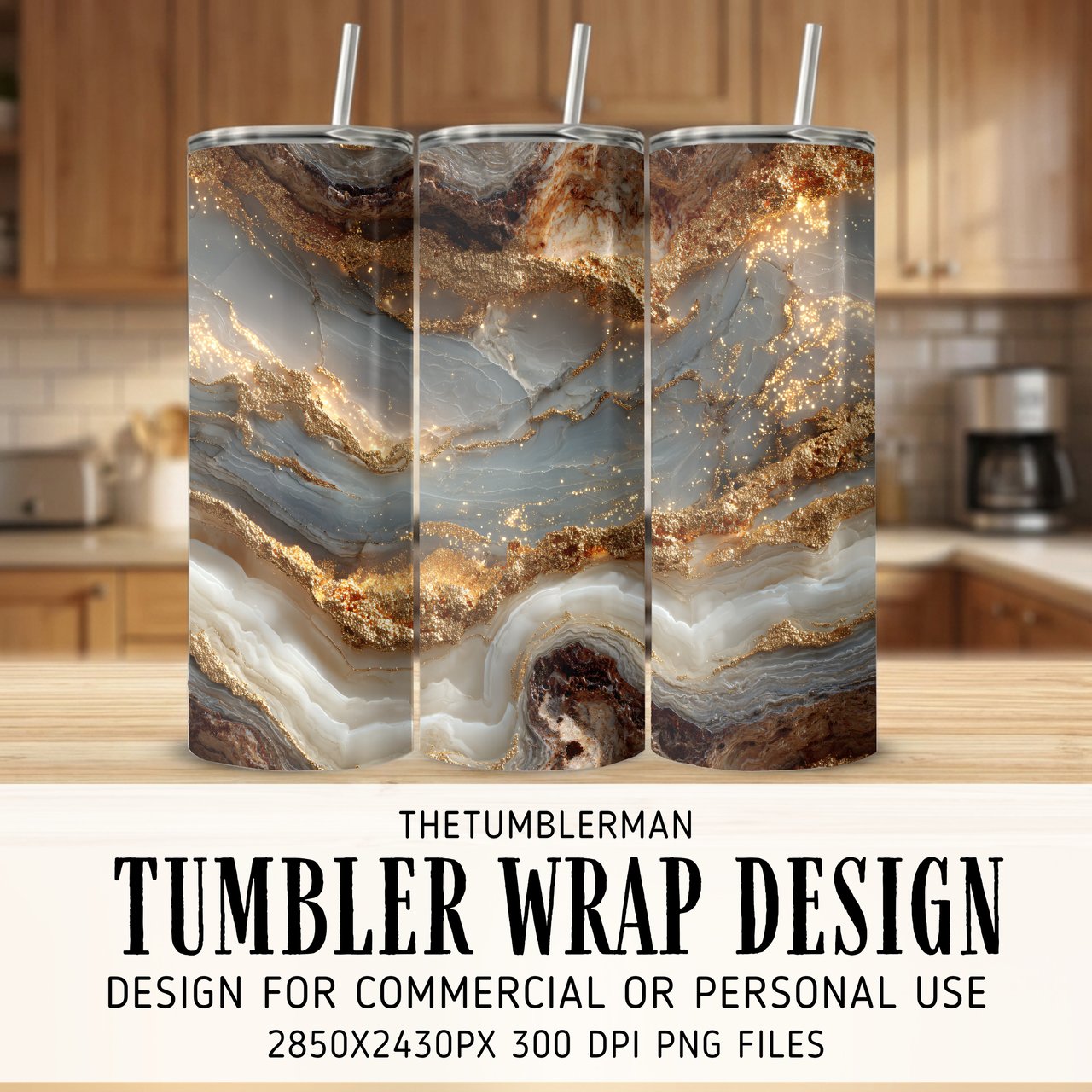 20 oz Skinny Tumbler Wrap, Gold Agate, Sublimation Design, Straight and Tapered, png, Marble Texture, Glitter Tumbler, Digital Download