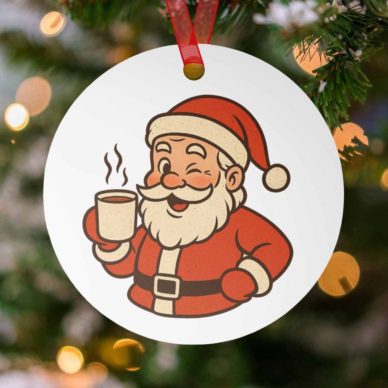 Retro Santa Coffee Ornament