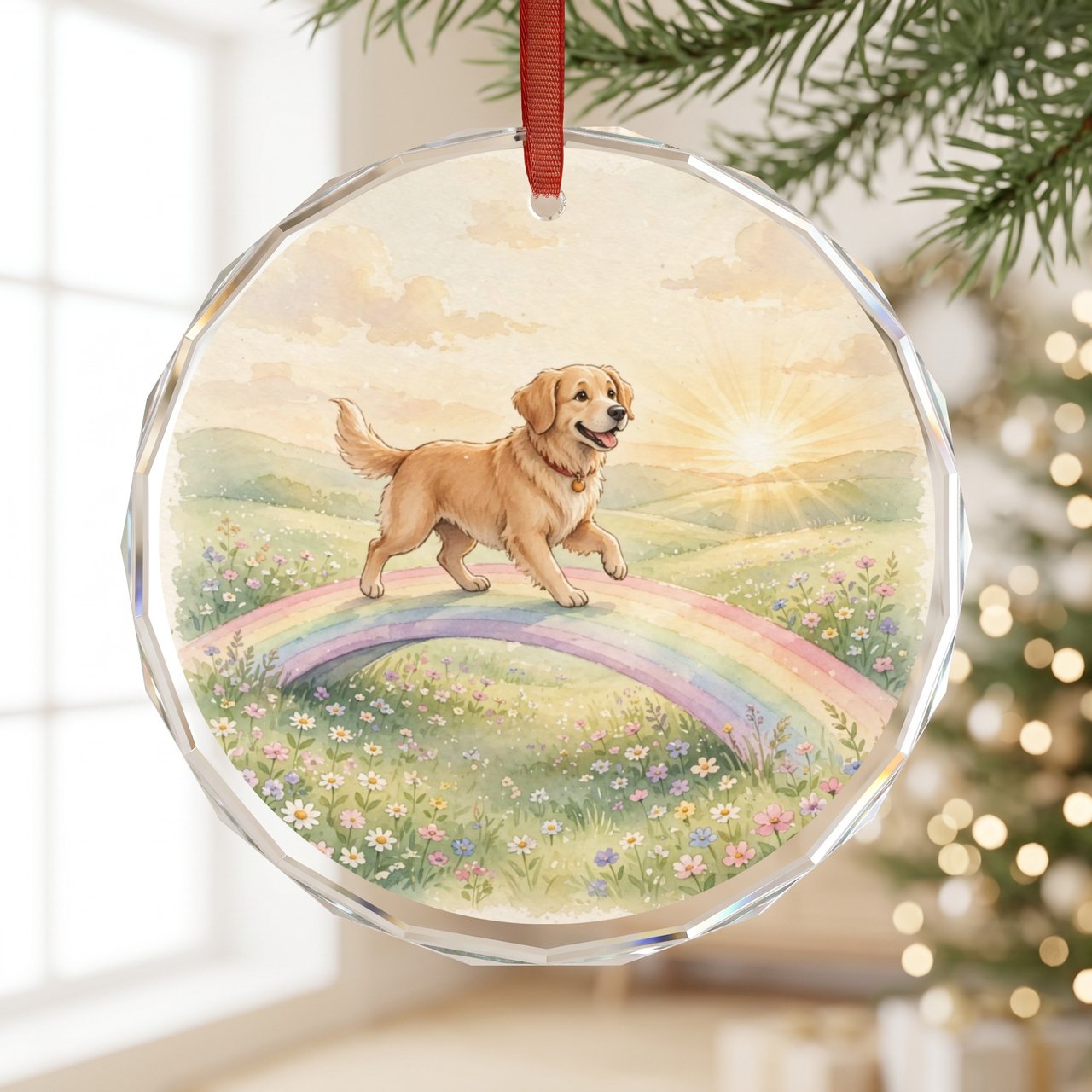 Personalized Dog Memorial Ornament | Rainbow Bridge | Pet Loss Gift
