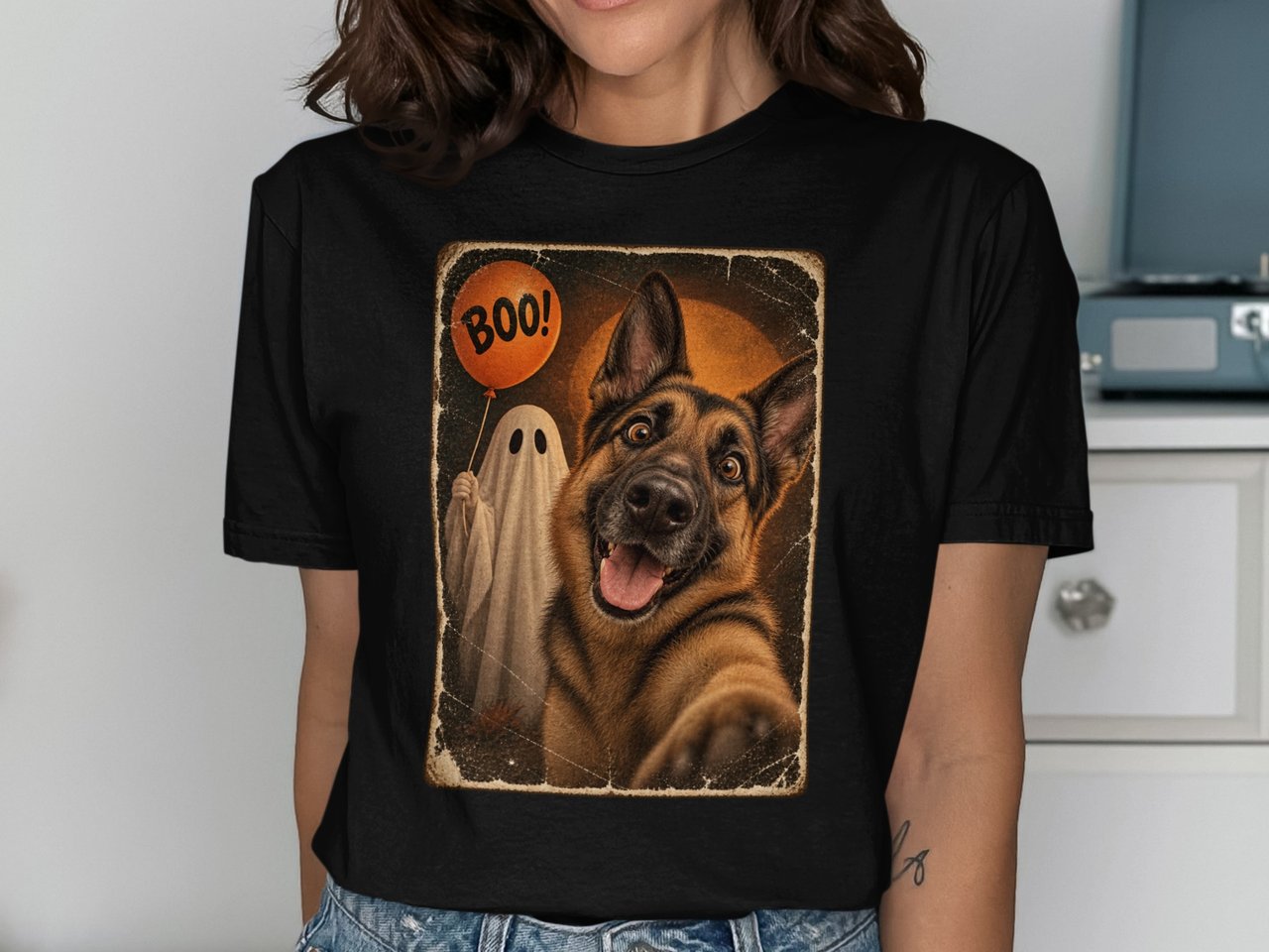 German Shepherd Halloween Ghost Tee